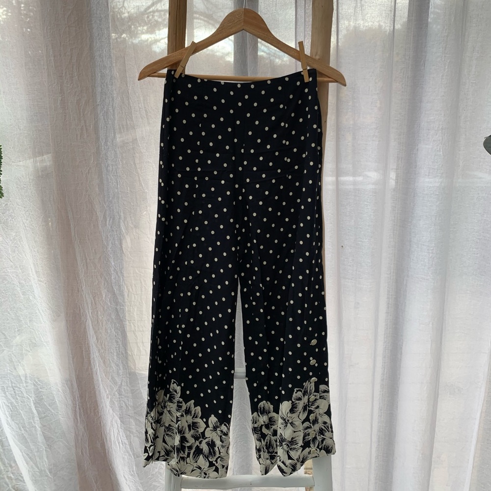 Anthropologie polka dot wide leg pant